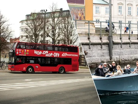 Bus- en boottocht Kopenhagen dubbeldekker sightseeingbus dicht bij Tivoli Gardens